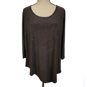 Raggs II Riches Asymmetrical Blouse W/ Sequins & Beading Details